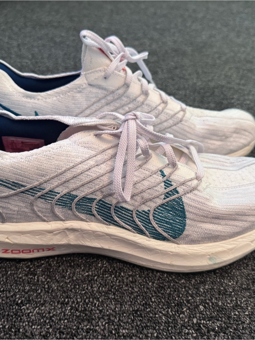 Nike Pegasus turbo White Running Shoes with Teal Swoosh